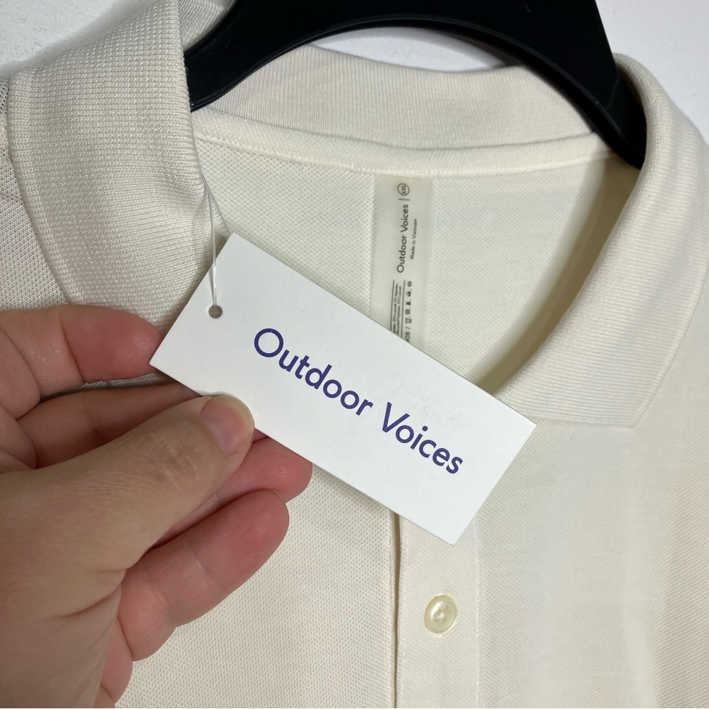 Outdoor Voices Birdie Polo Shirt In Milk Stone Men’s Size Xxl New With Tags — image 7 of 8